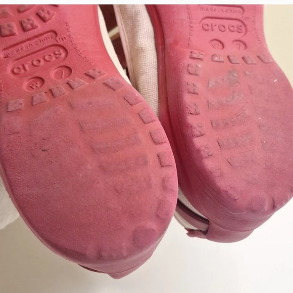 CROCS Celeste Cross Strap Mary Jane Slip On Red Pink Shoes Women'sSize 7 - Picture 6 of 8